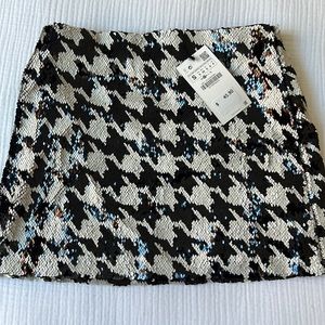 NWT Zara Sequin Houndstooth Skirt